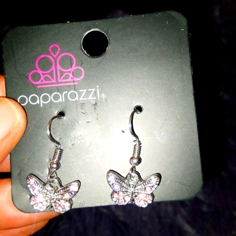 Small Pink butterfly earrings